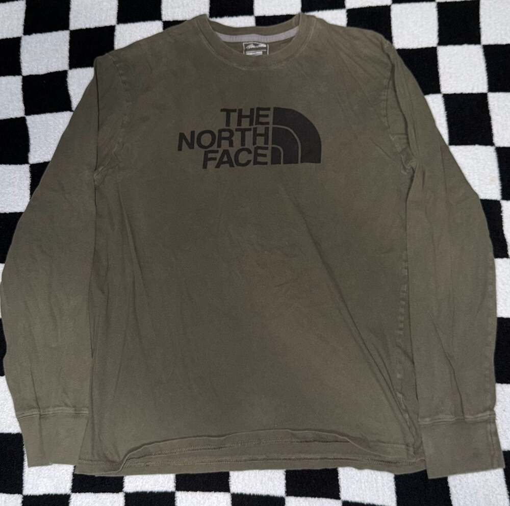 The North Face Men's Long Sleeve Half Dome Logo T-Shirt Olive Green Size Medium
